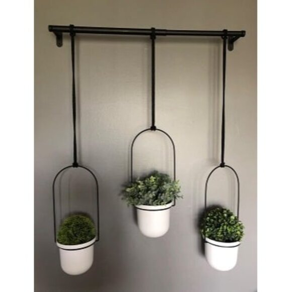 New Triflora Hanging Planter for Window, Indoor Herb Garden, Set of 3, White/B - Picture 2 of 2